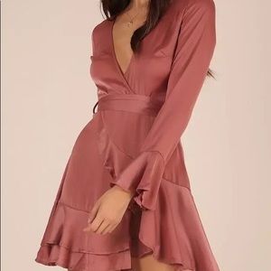 DISSH JUST A STRANGER WRAP DRESS - SIZE AUS 10 / DUSTY PINK